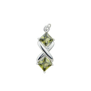 Sterling silver pendant with peridot set in an X shape, another view